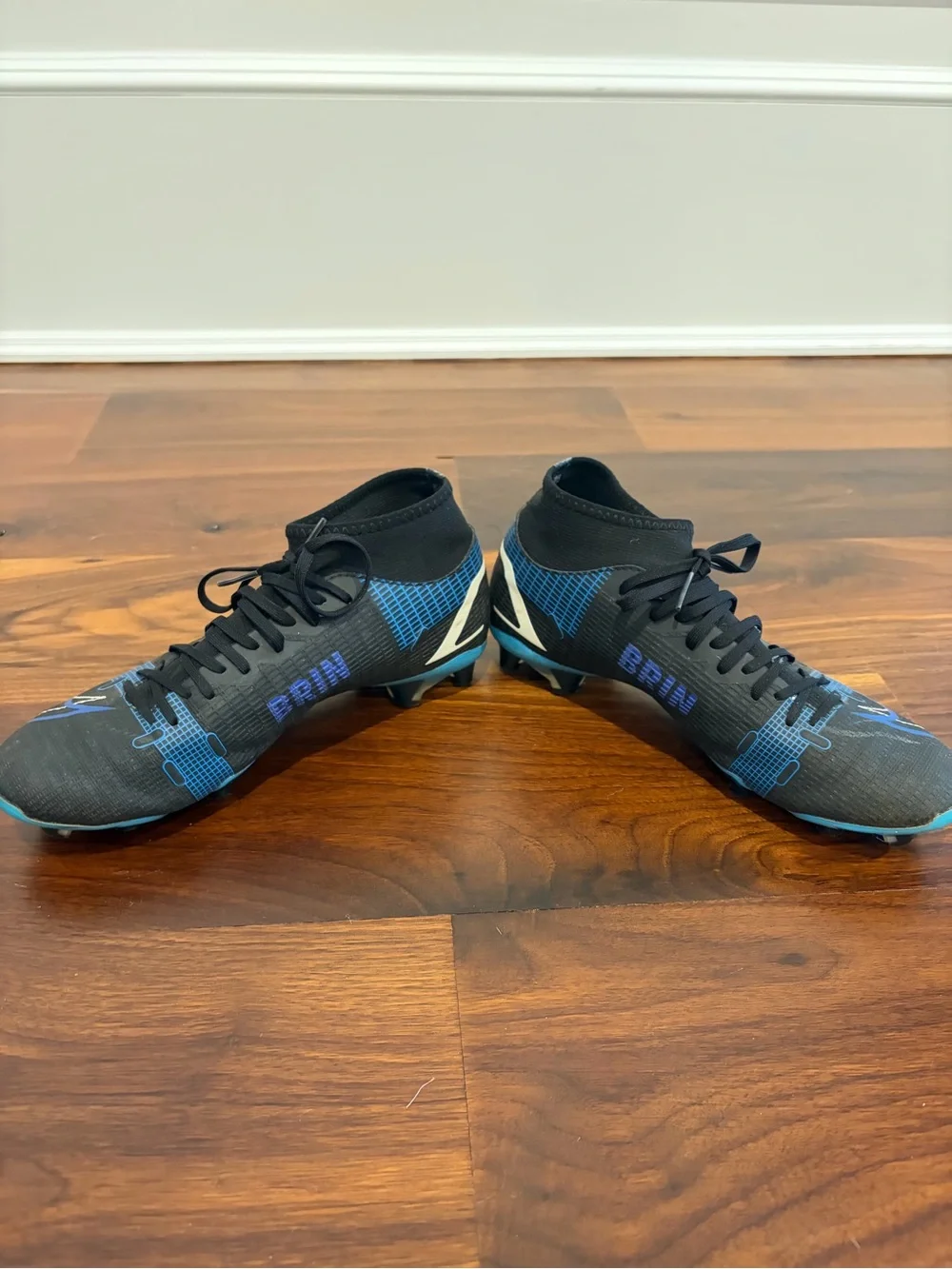 Nike Black and Blue Mercury Kids Soccer Cleats